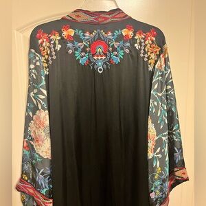 Women’s Size M Johnny Was Black Kimono with Multicolor Embroidery